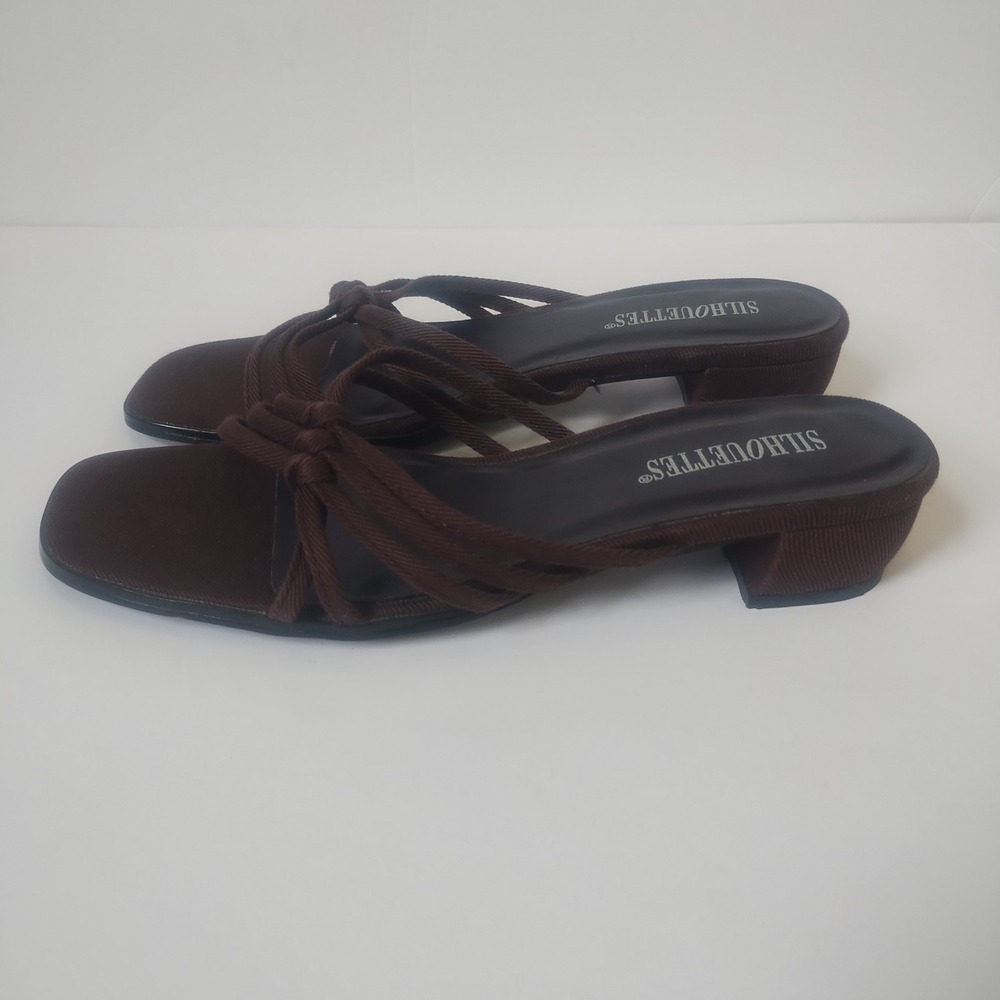 Silhouettes Vintage Slide Sandals Women's 10M Strappy Block Heel 90s Minimalist